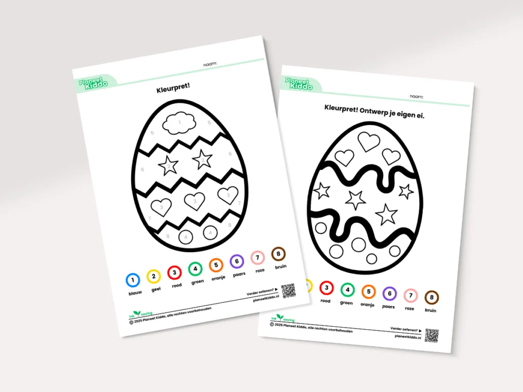 Ontwerp je eigen gekleurde paasei. Kleur de genummerde vormen in deze paasei nummerkleurplaat.